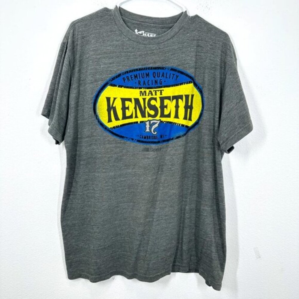 Chase Authentics Men's Size‎ Large Matt Kenseth Grey Graphic Tee Shirt Nascar